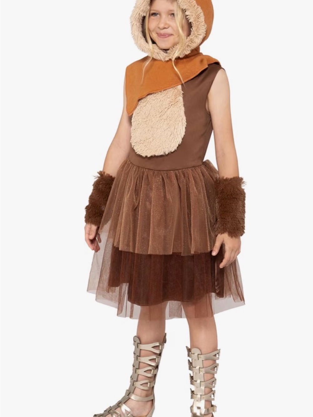 NEW Child L (10-12) Star Wars EWOK Costume Jazwares Tutu Dress Hood Cuffs - Picture 7 of 7